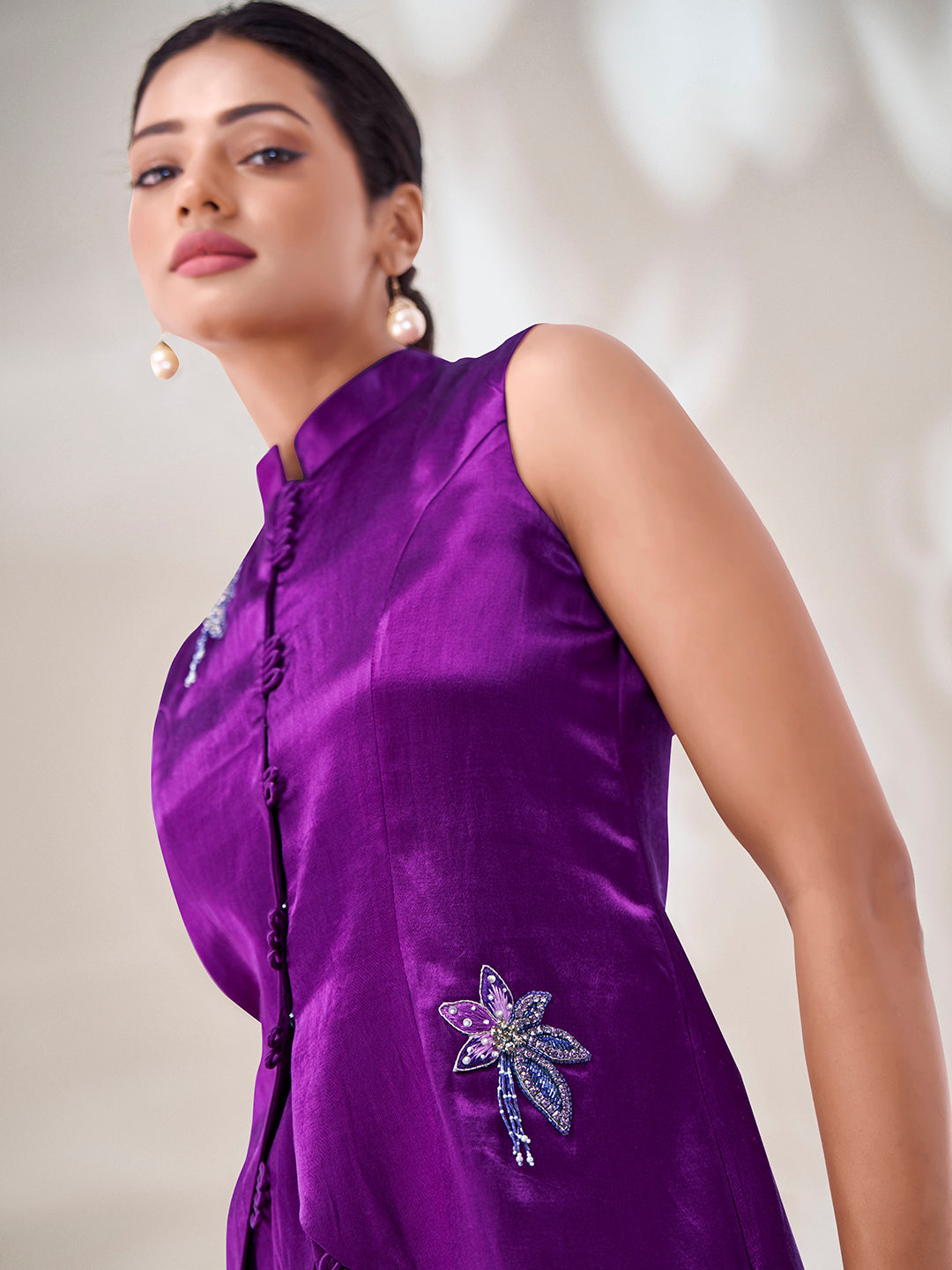 Purple Designer Waistcoat Trousers