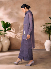 Slate-purple embroidered co-ord set