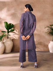 Slate-purple embroidered co-ord set