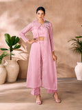 Baby Pink Organza Handwork Jacket Co-Ord Set