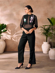 Black Organza Handwork Trouser Co-Ord Set