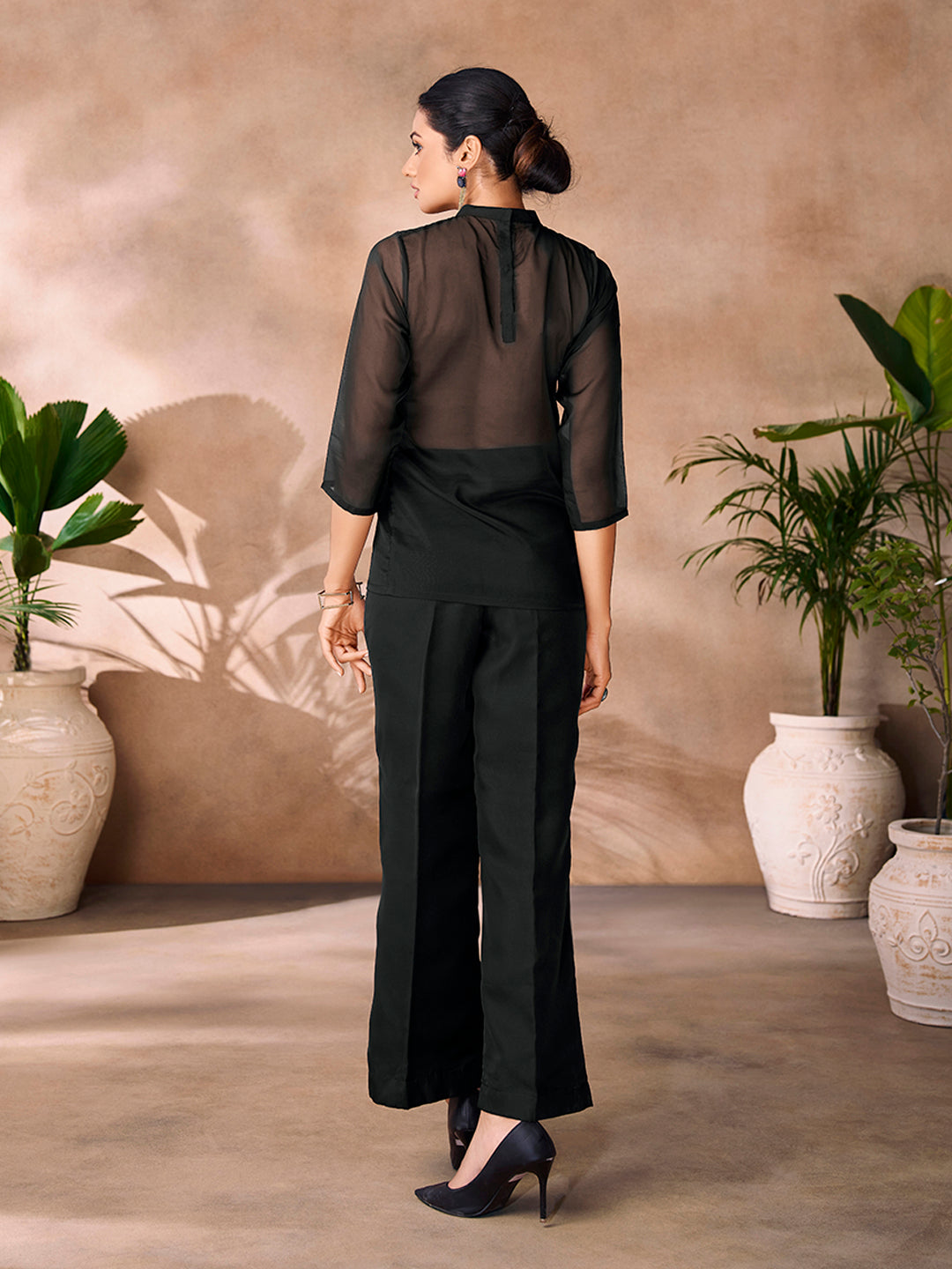 Black Organza Handwork Trouser Co-Ord Set