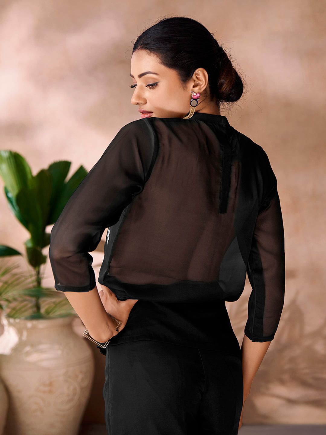 Black Organza Handwork Trouser Co-Ord Set