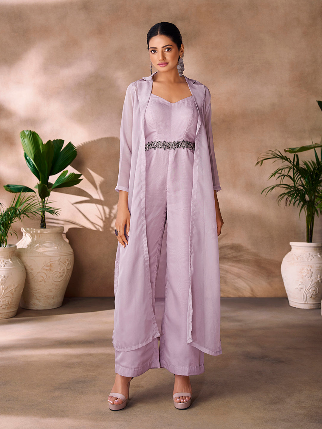 Lavender Organza Handwork Co-Ord Set
