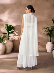 Multicolor embroidered crop top with white SHarara palazzo pants.
