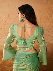 Mint Green Ruffle Saree with Designer Blouse