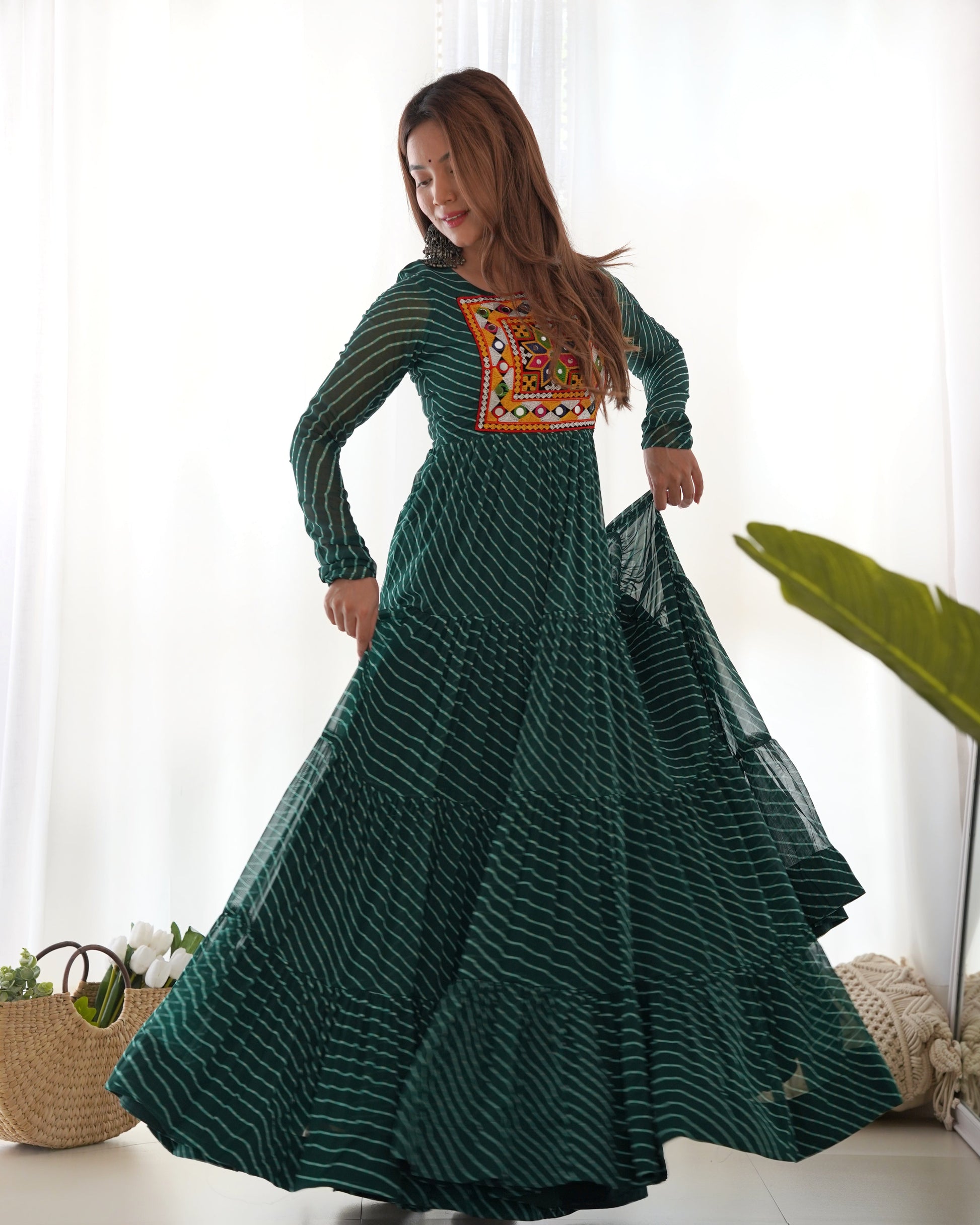 Arresting Navratri Wear Fully Stitched Designer Gown - Ethnicwish
