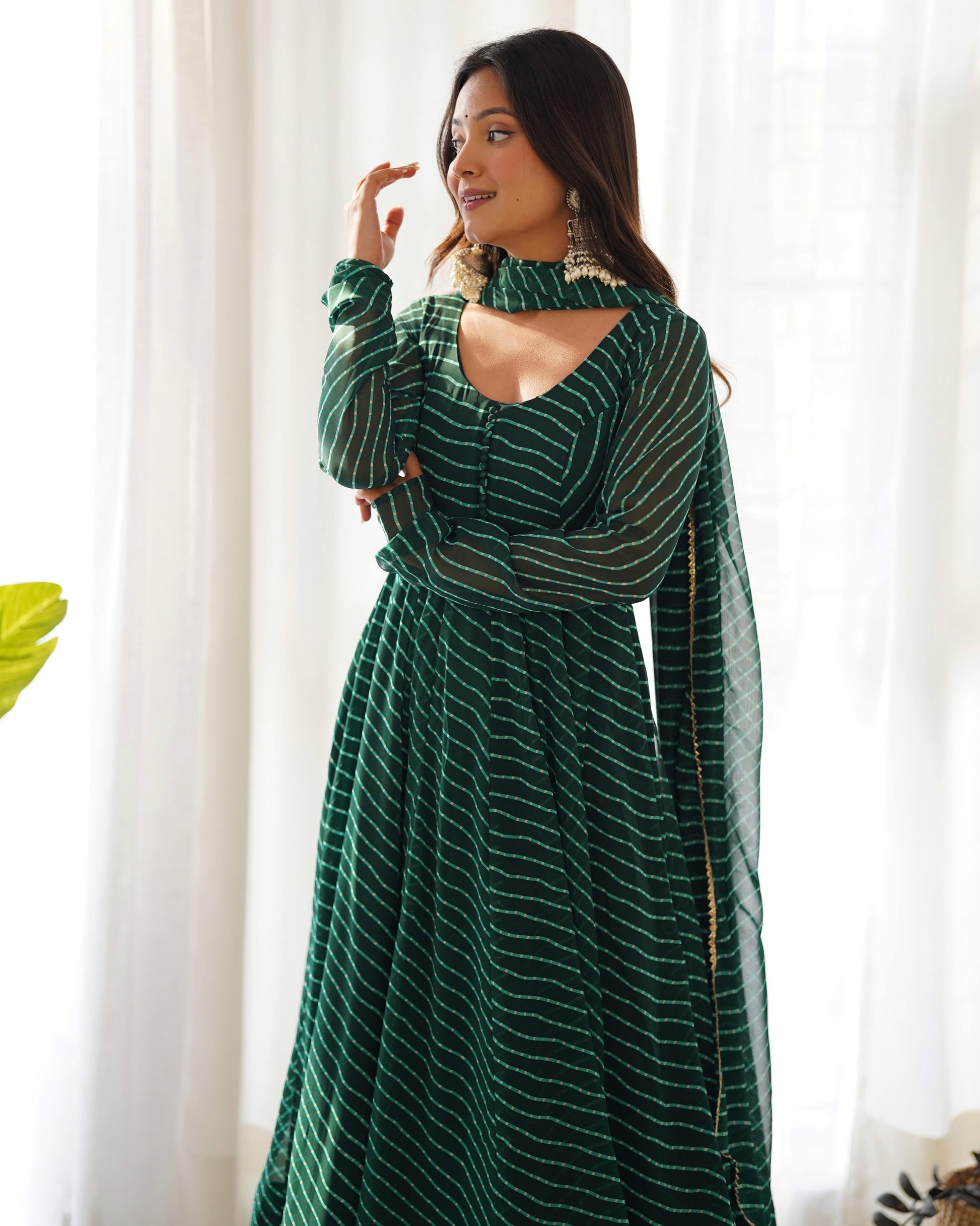 Splendid Faux Georgette Printed Fully Stitched Anarkali Pant Suit - Ethnicwish