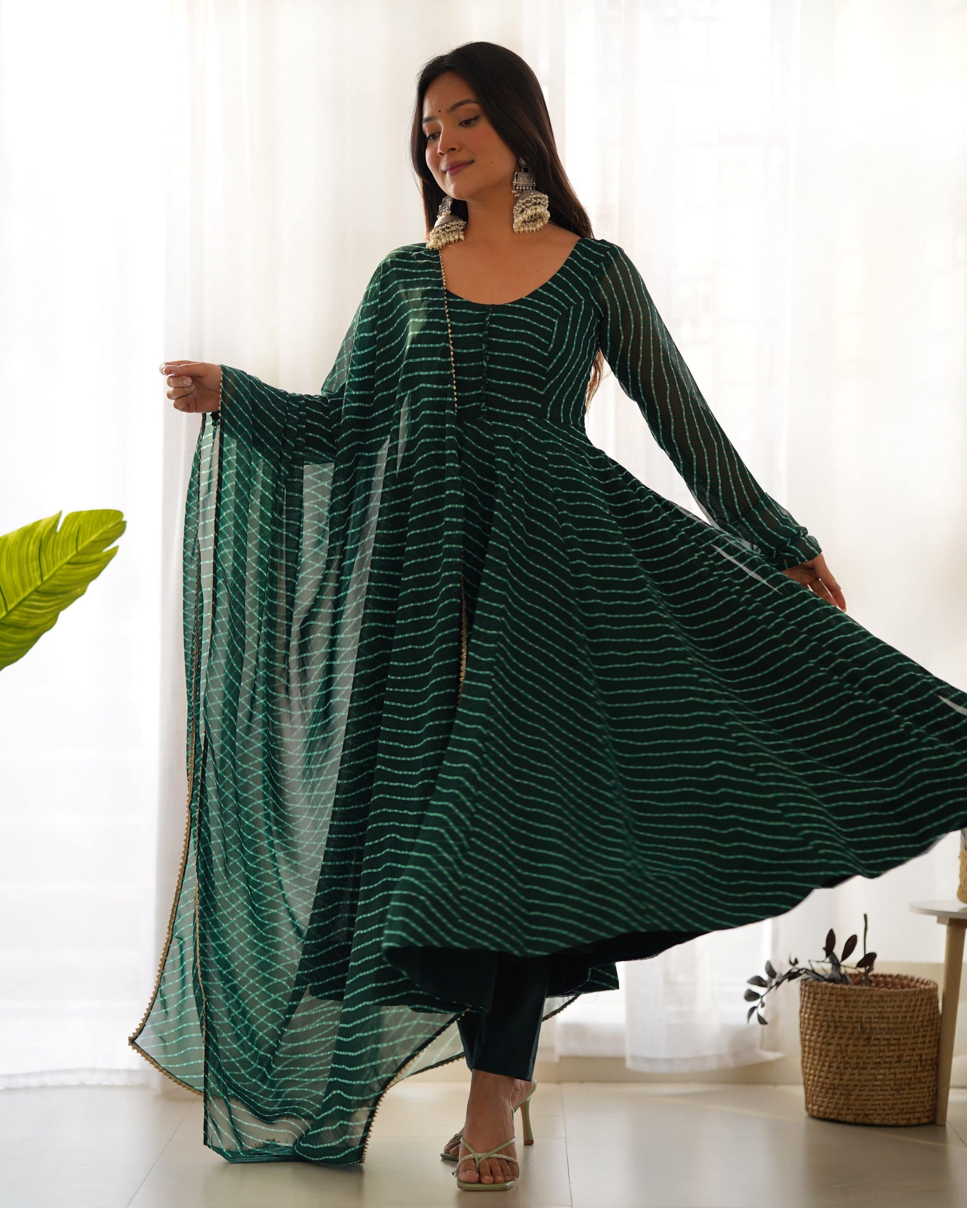 Splendid Faux Georgette Printed Fully Stitched Anarkali Pant Suit - Ethnicwish