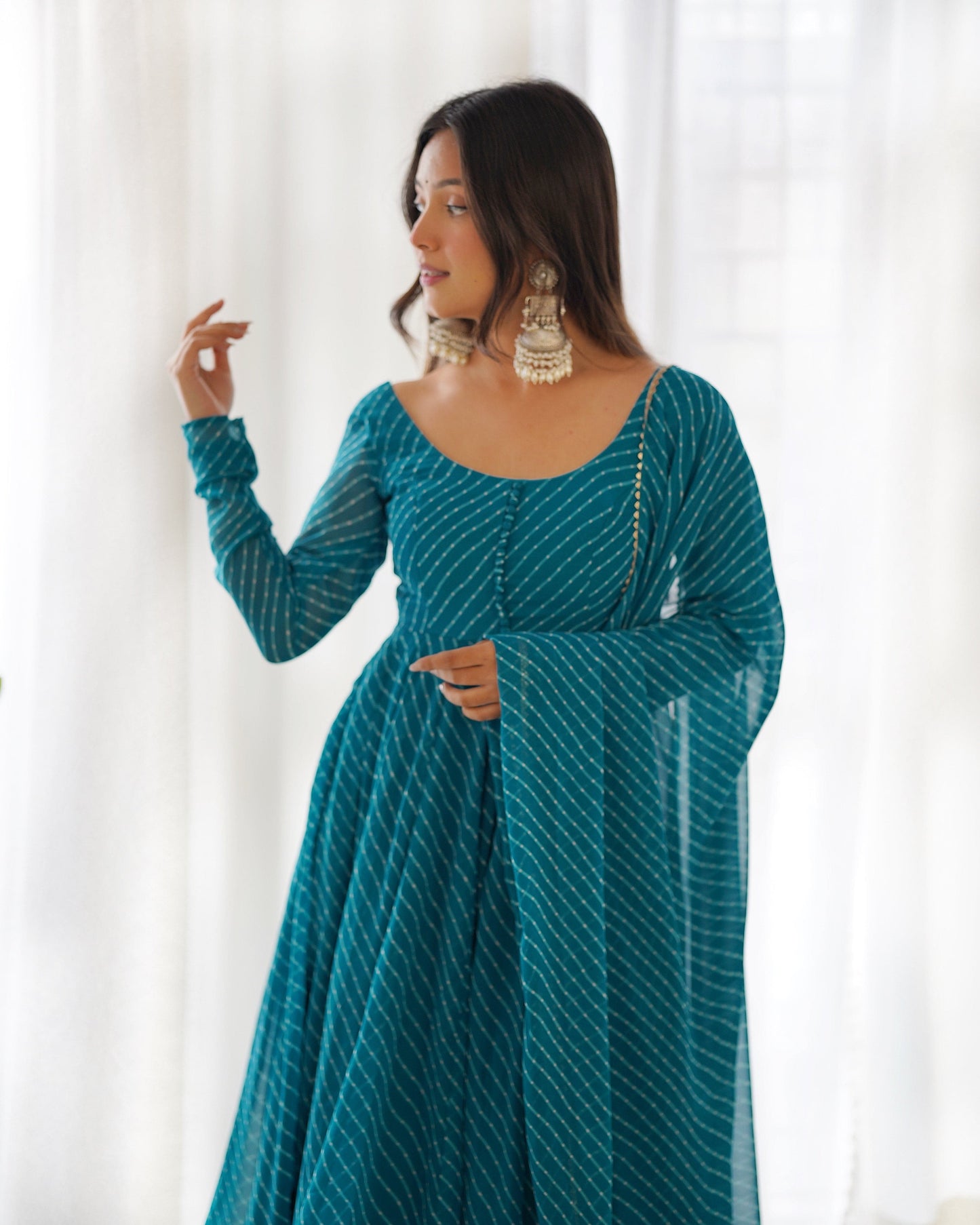 Splendid Faux Georgette Printed Fully Stitched Anarkali Pant Suit - Ethnicwish