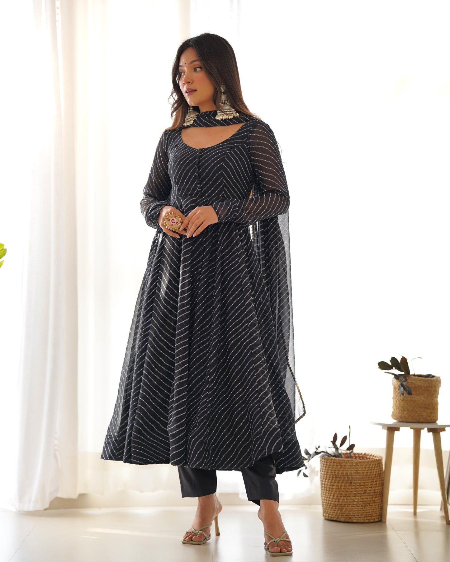 Splendid Faux Georgette Printed Fully Stitched Anarkali Pant Suit - Ethnicwish