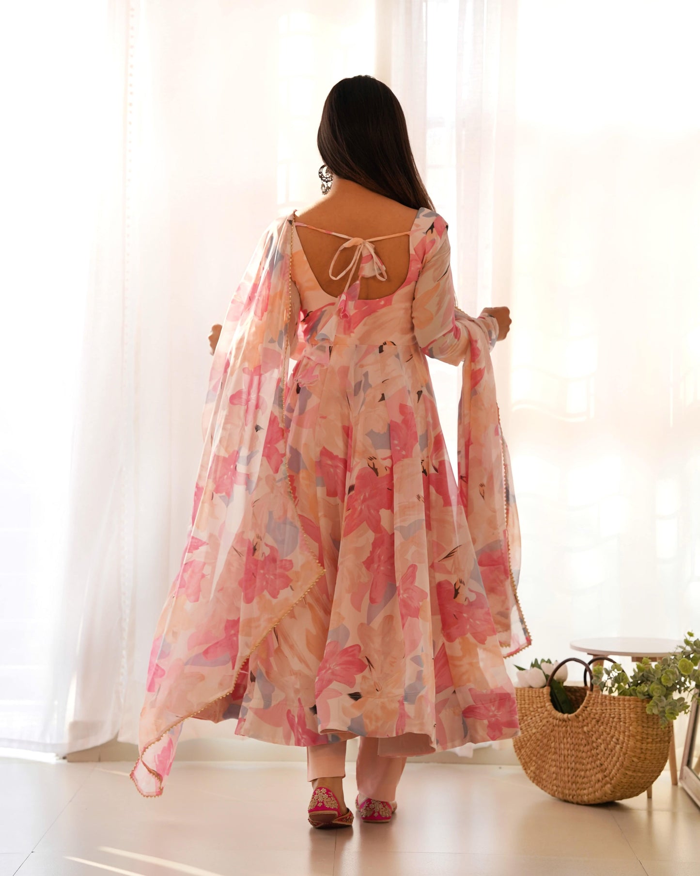 Bewitching Faux Georgette Printed Designer Anarkali Pant Suit - Ethnicwish