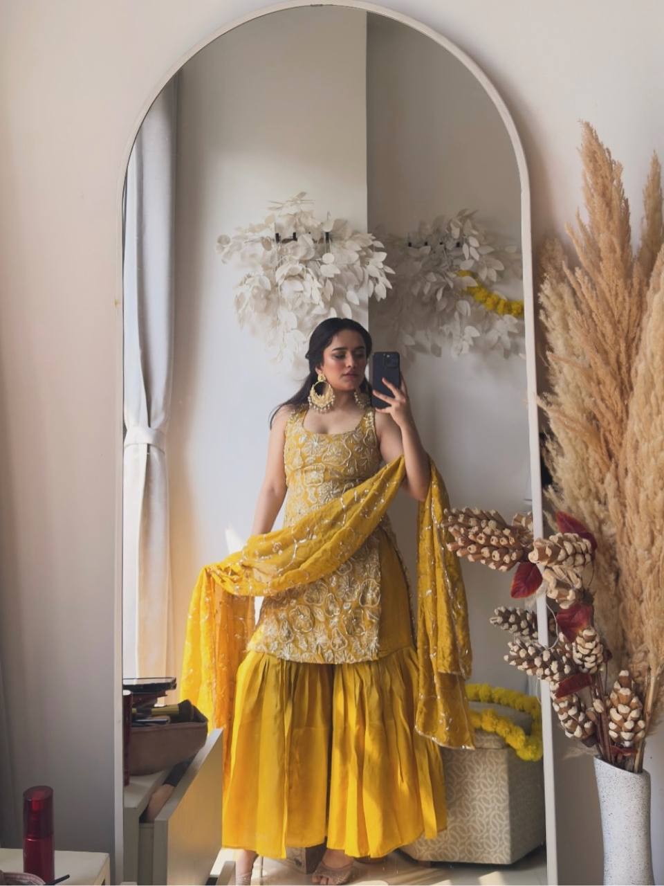 Elegant Shimmer Silk Sharara Suit Set for Women