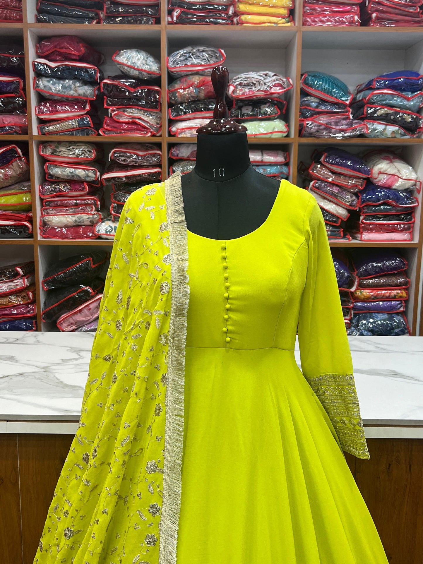 Radiant Faux Georgette Fully Flared Designer Anarkali Pant Suit - Ethnicwish