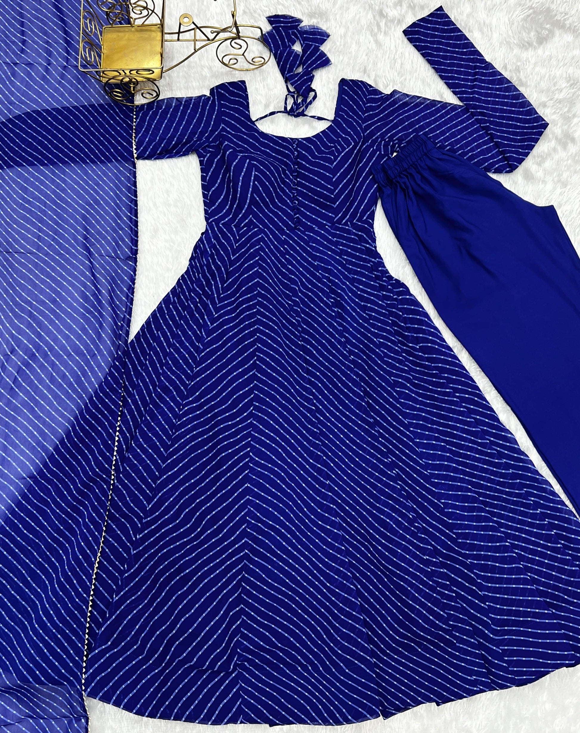 Splendid Faux Georgette Printed Fully Stitched Anarkali Pant Suit - Ethnicwish