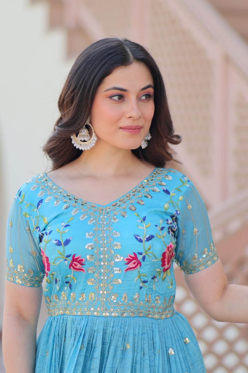 Gold Crush Embroidered Gown – Fully Stitched & Ready to Wear