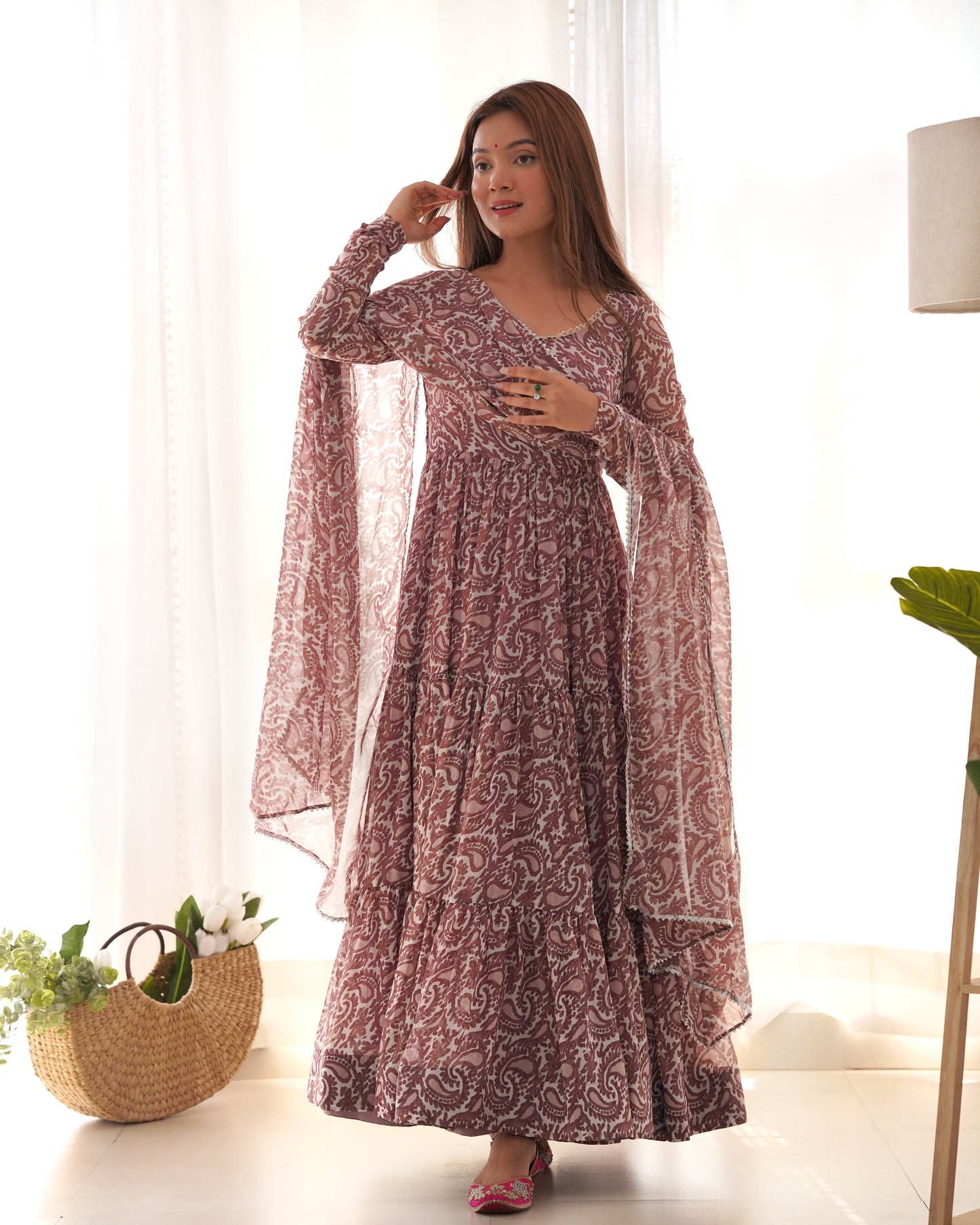 Amazing Digital Printed Faux Georgette Anarkali Pant Suit - Ethnicwish