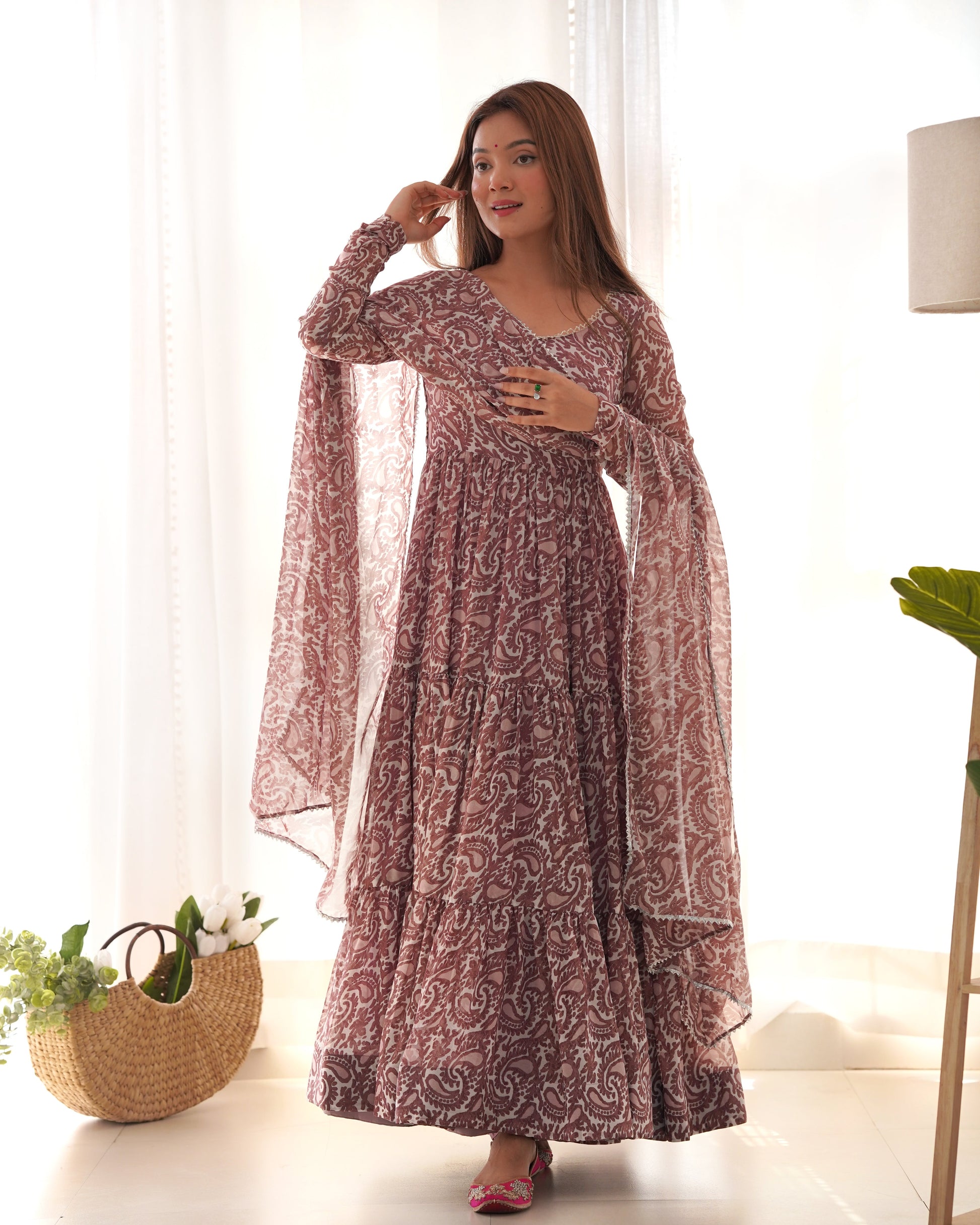 Amazing Digital Printed Faux Georgette Anarkali Pant Suit - Ethnicwish
