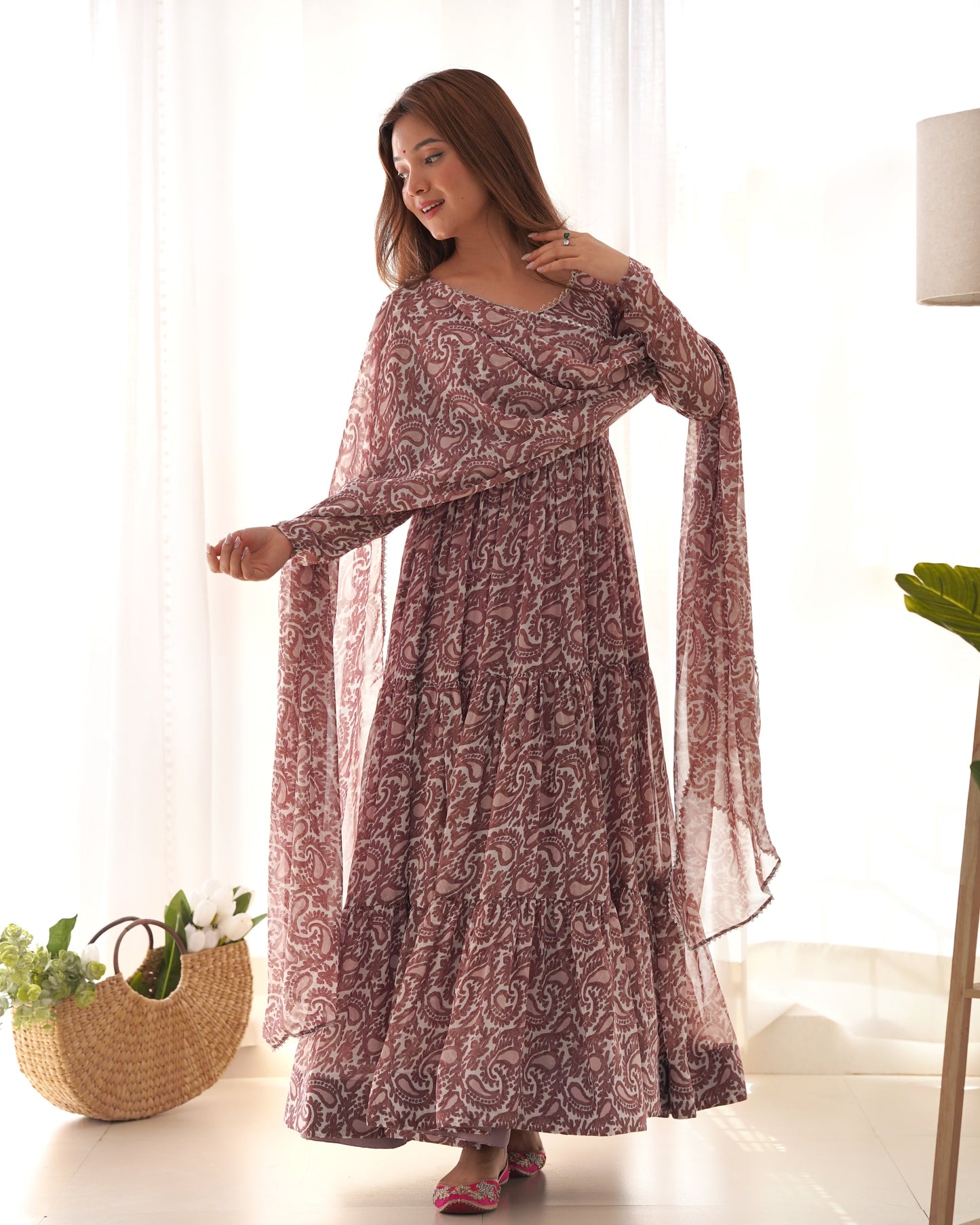 Amazing Digital Printed Faux Georgette Anarkali Pant Suit - Ethnicwish