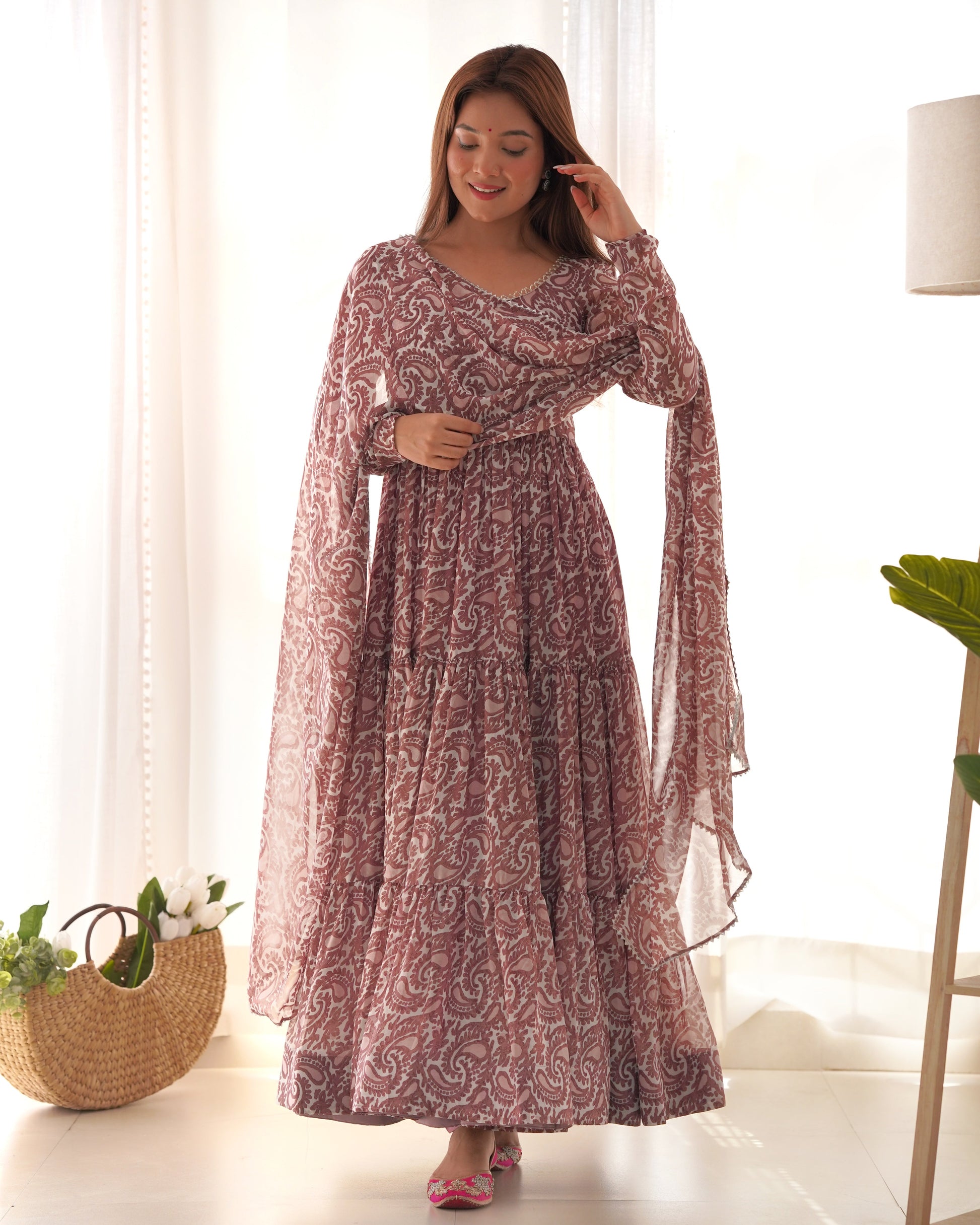Amazing Digital Printed Faux Georgette Anarkali Pant Suit - Ethnicwish