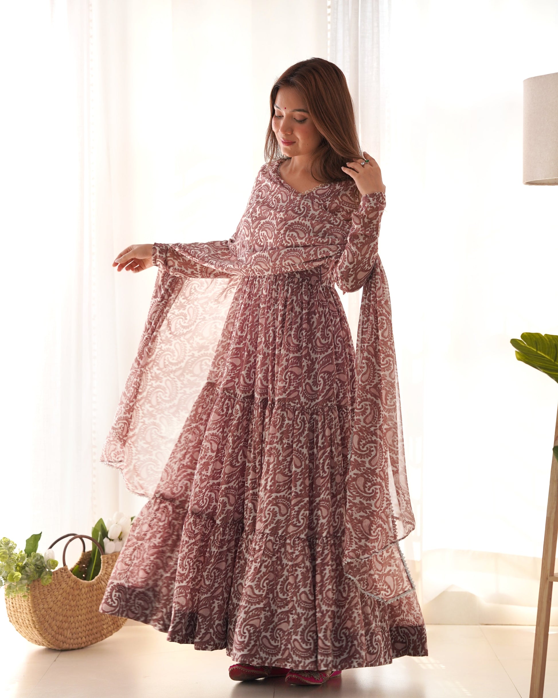 Amazing Digital Printed Faux Georgette Anarkali Pant Suit - Ethnicwish