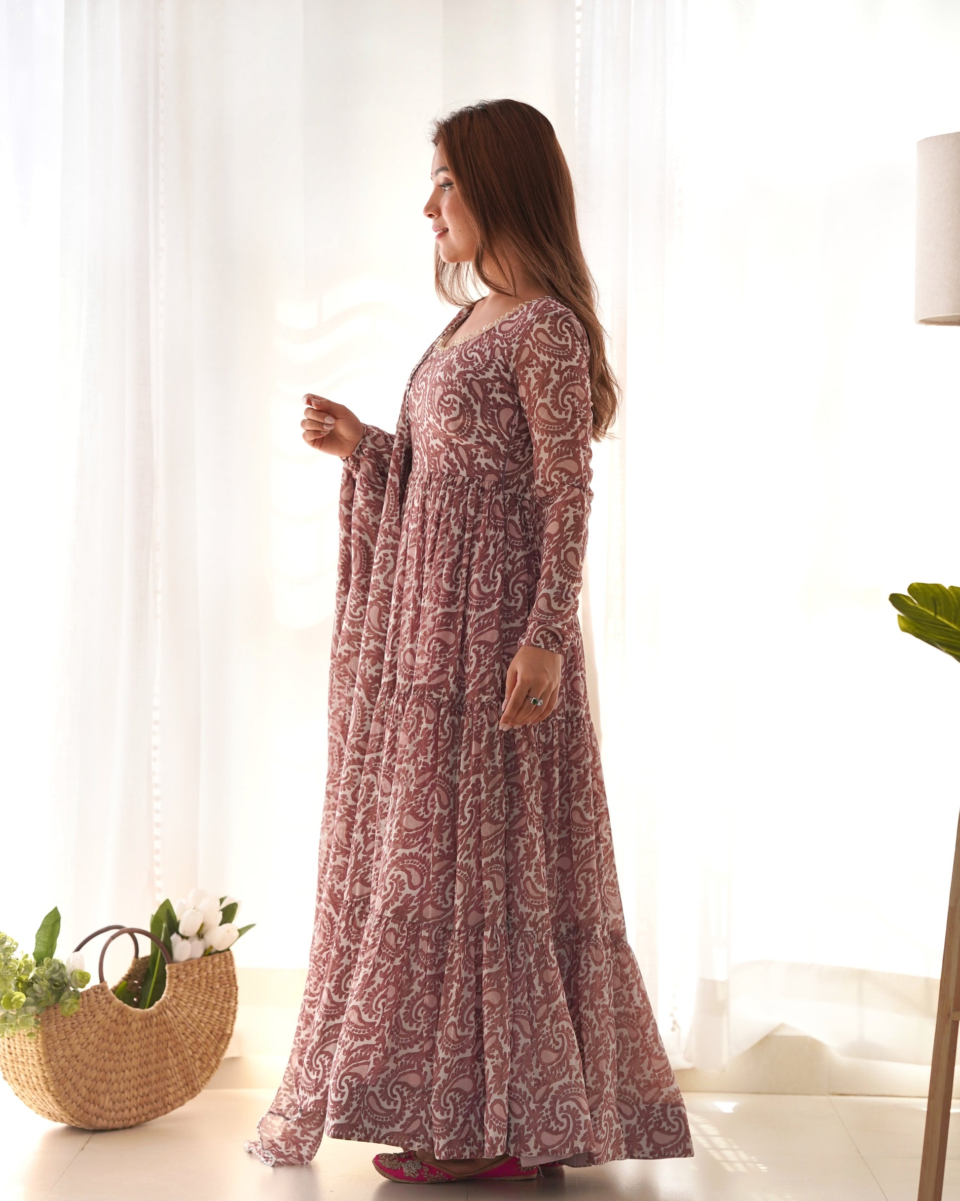 Amazing Digital Printed Faux Georgette Anarkali Pant Suit - Ethnicwish