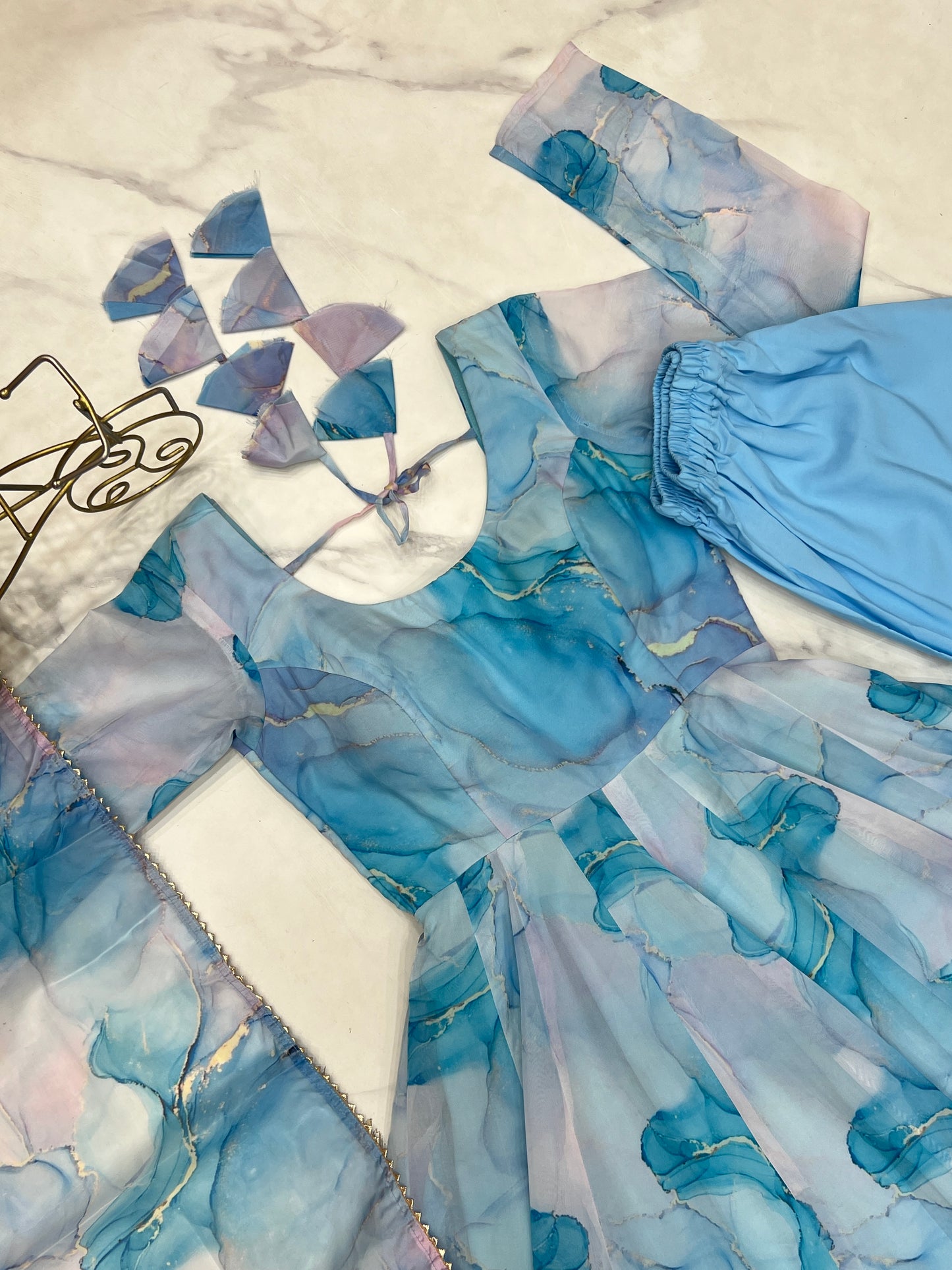 Amazing Soft Organza Silk Marble Print Anarkali Set – Fully Stitched & Ready to Wear
