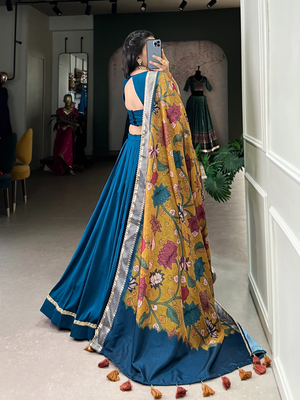 Lovely Chinon Silk Lace Border Worked Lehenga Choli Set - Ethnicwish