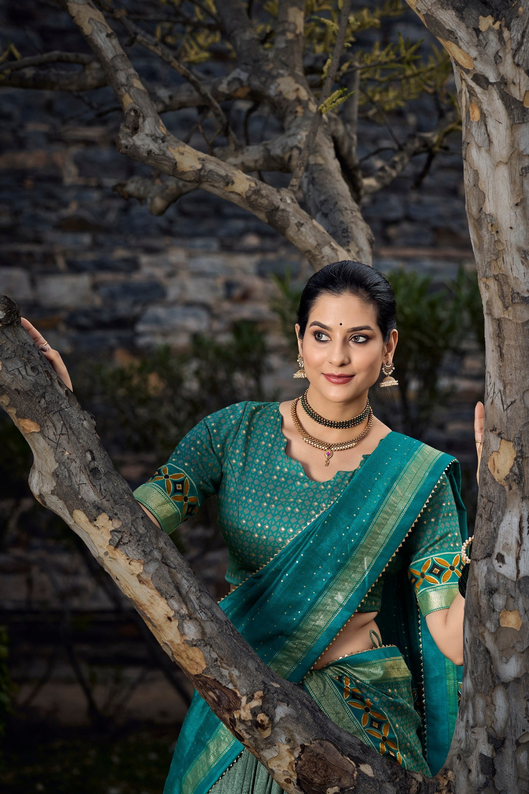 Lovely Sky Green Tussar Silk Floral Printed  Lehenga Choli - Ethnicwish