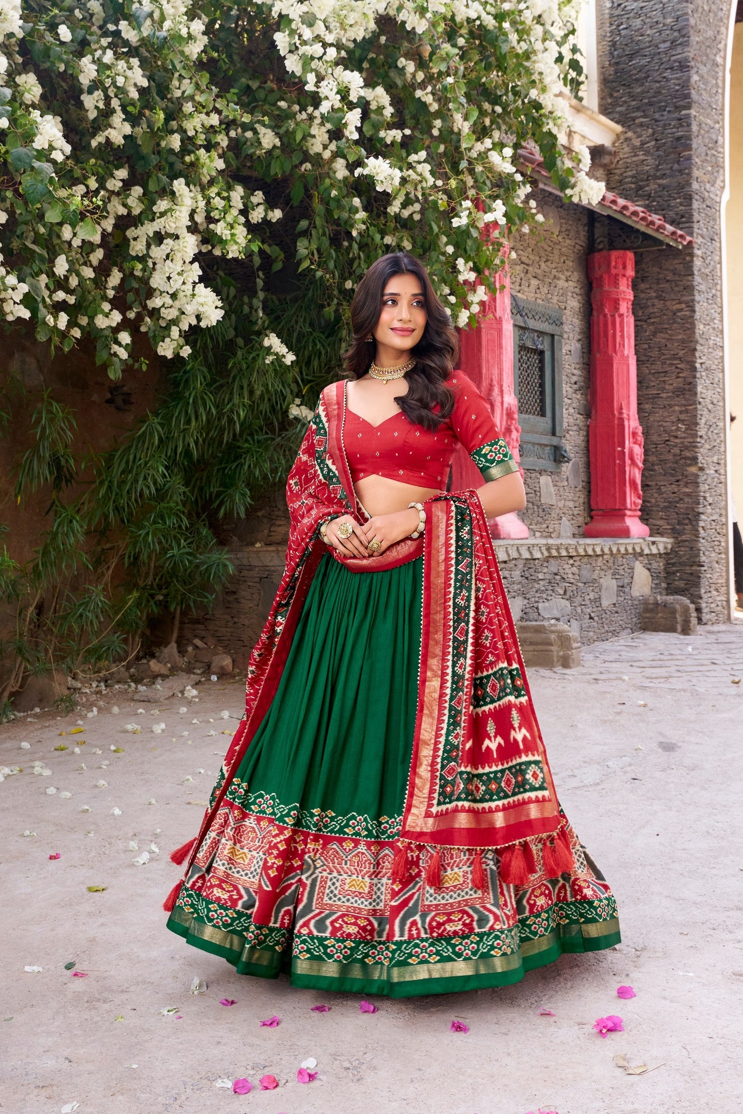 Enchanting Tussar Silk Patola Printed Lehenga Choli Set