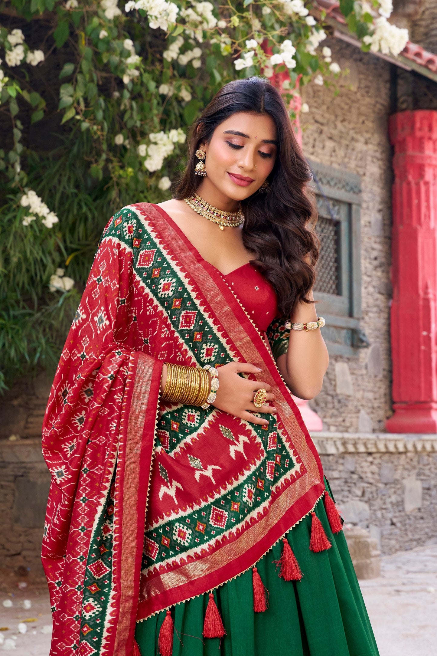 Enchanting Tussar Silk Patola Printed Lehenga Choli Set