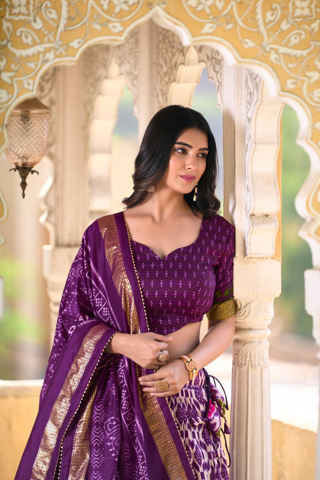 Gorgeous Purple Tussar Silk Printed Foil Worked Lehenga Choli - Ethnicwish