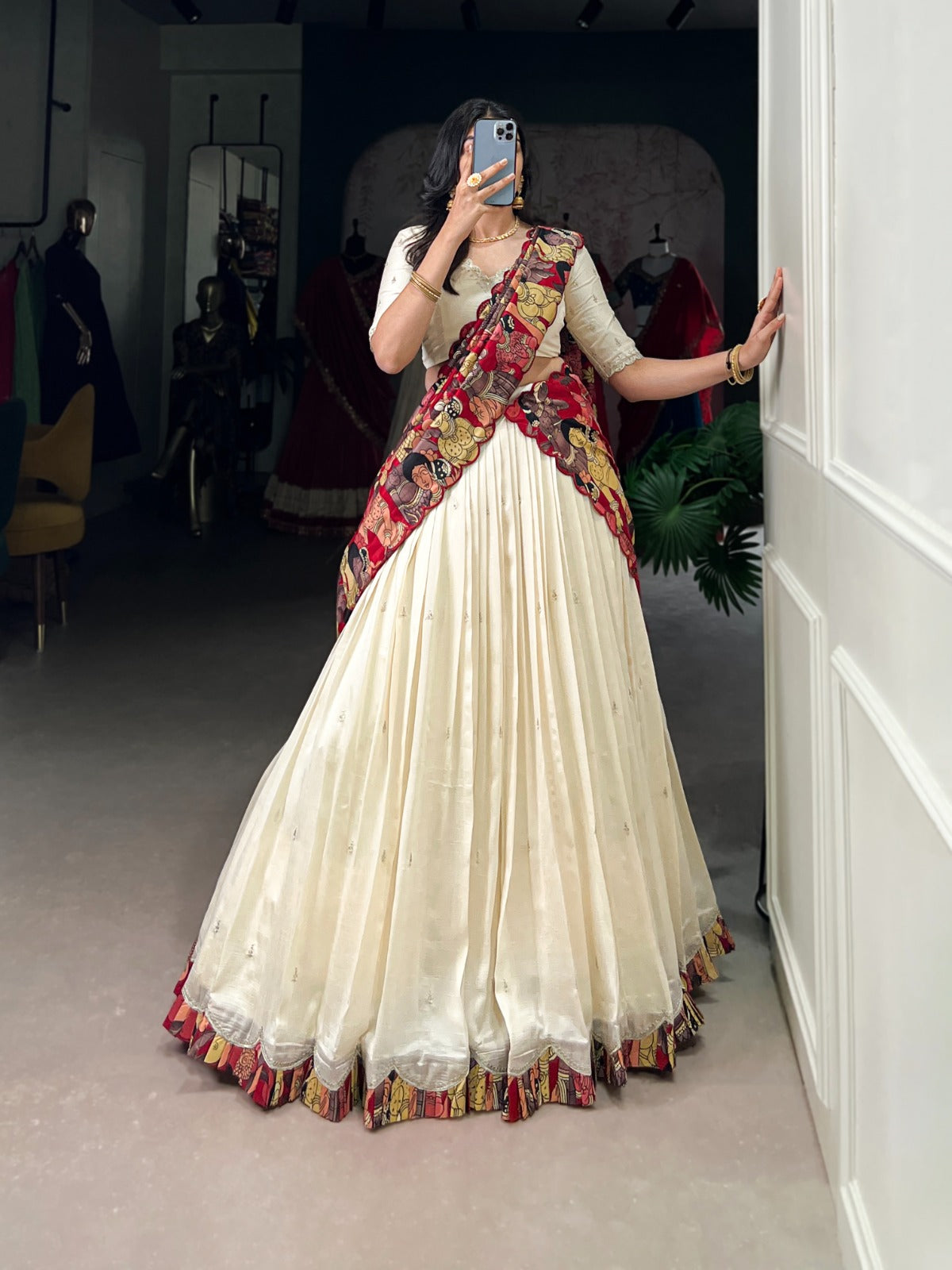 Amazing Vichitra Silk Sequins Thead Worked Lehenga Choli