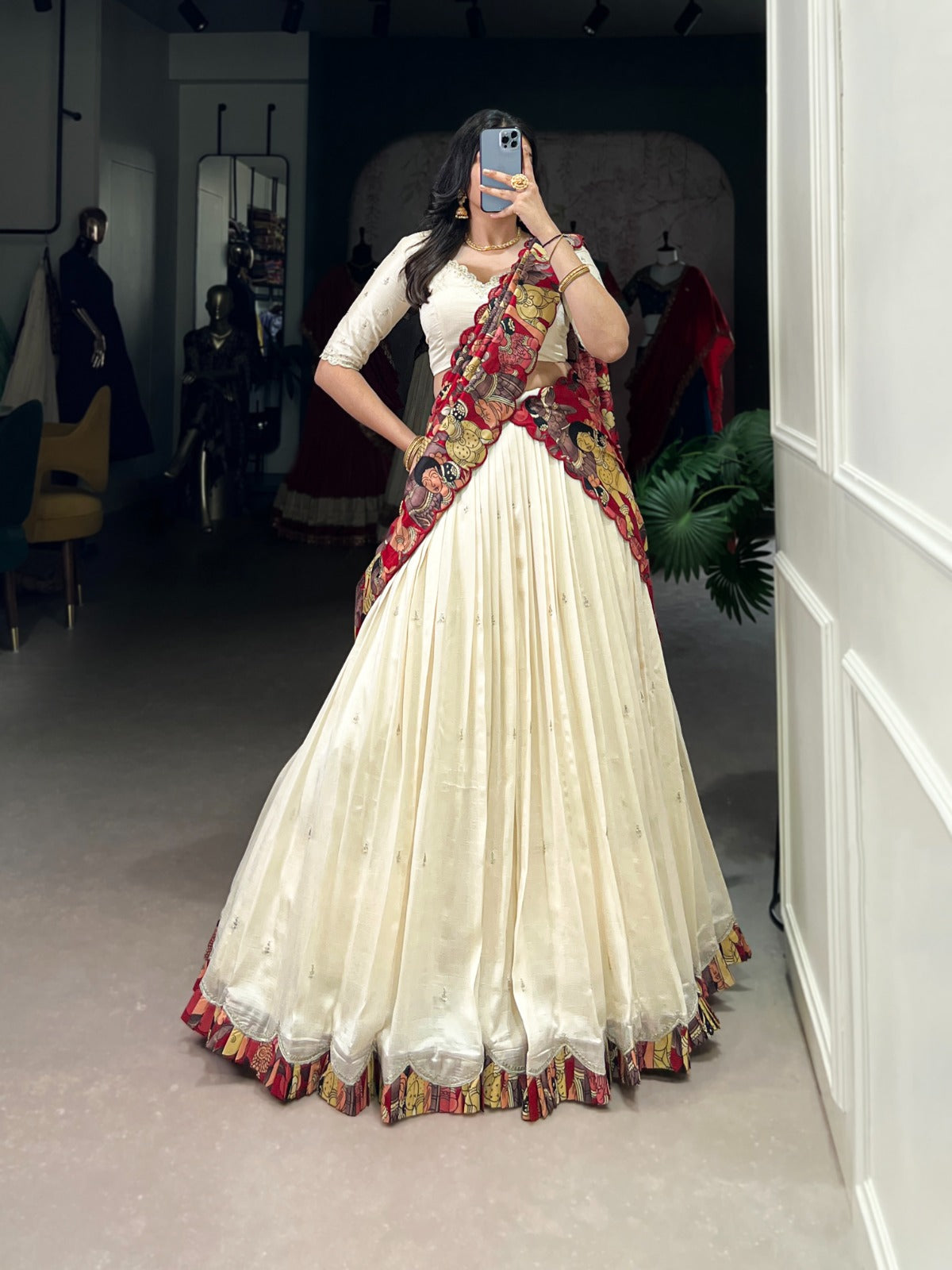Amazing Vichitra Silk Sequins Thead Worked Lehenga Choli