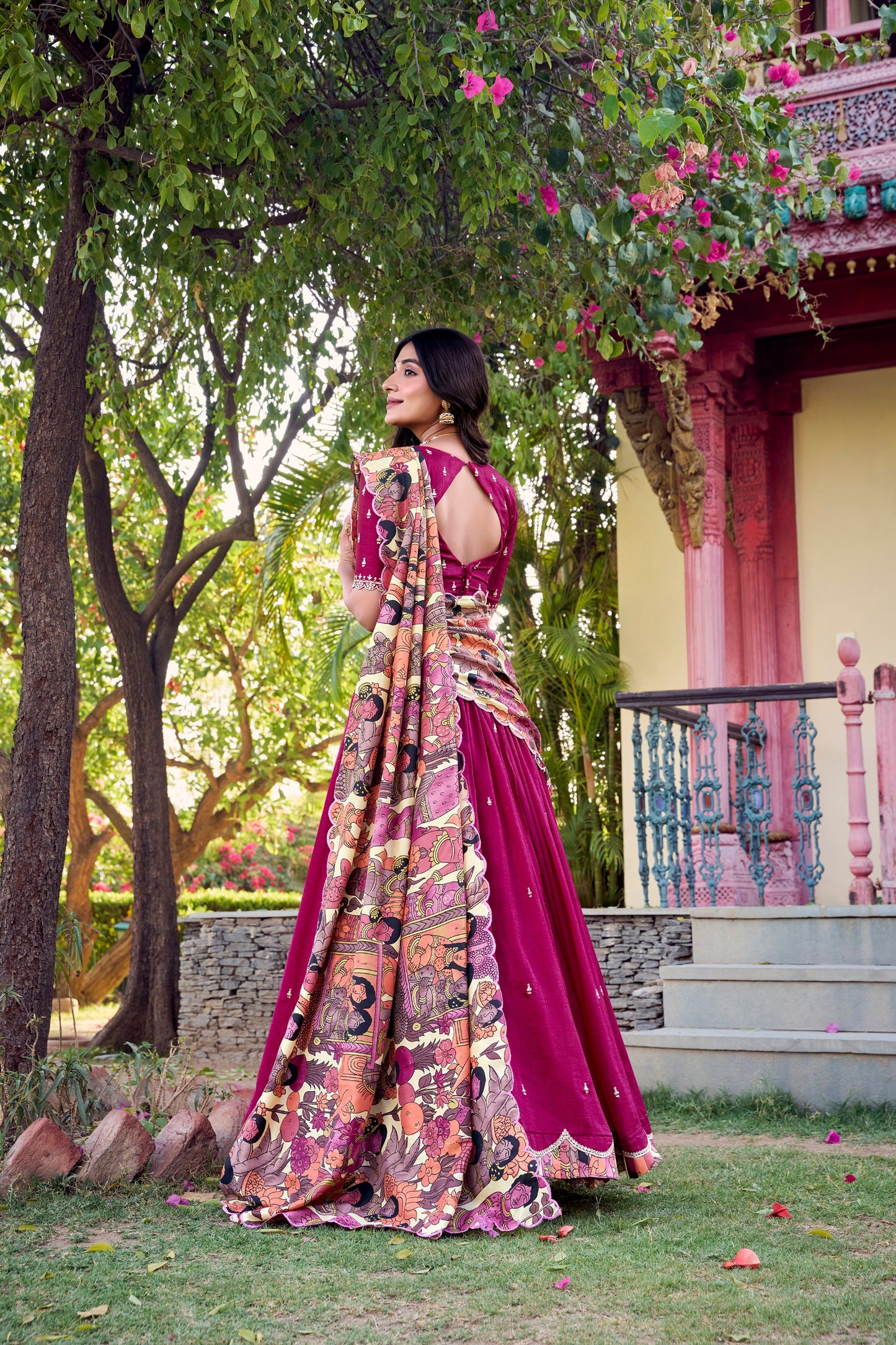 Amazing Vichitra Silk Sequins Thead Worked Lehenga Choli