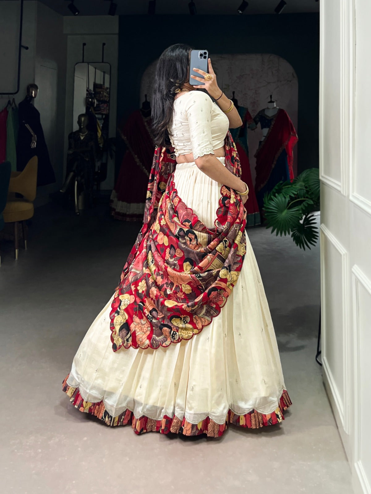 Amazing Vichitra Silk Sequins Thead Worked Lehenga Choli