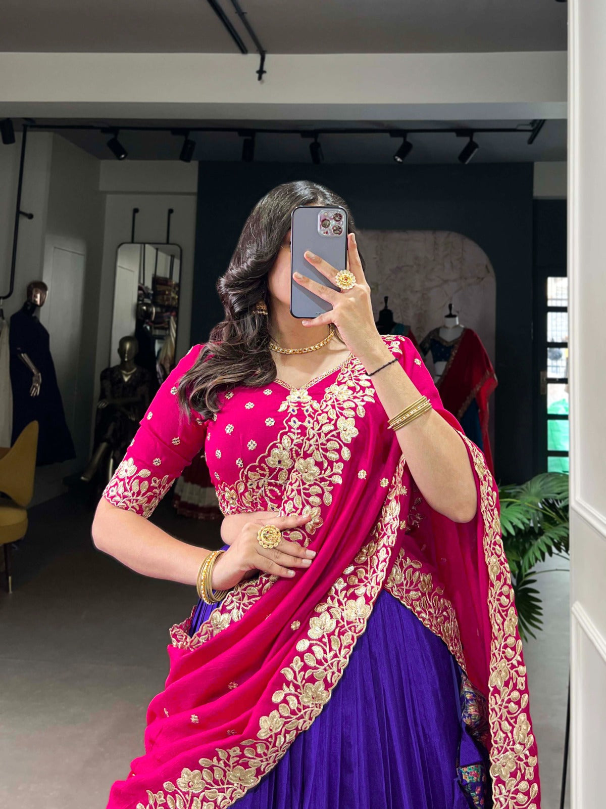 Exquisite Tussar Silk Printed Foil Worked Lehenga Choli