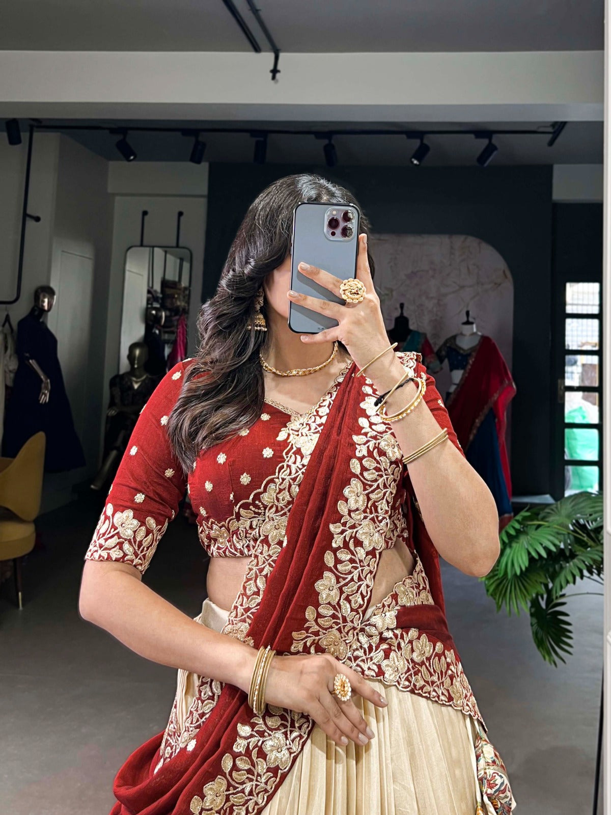 Exquisite Tussar Silk Printed Foil Worked Lehenga Choli