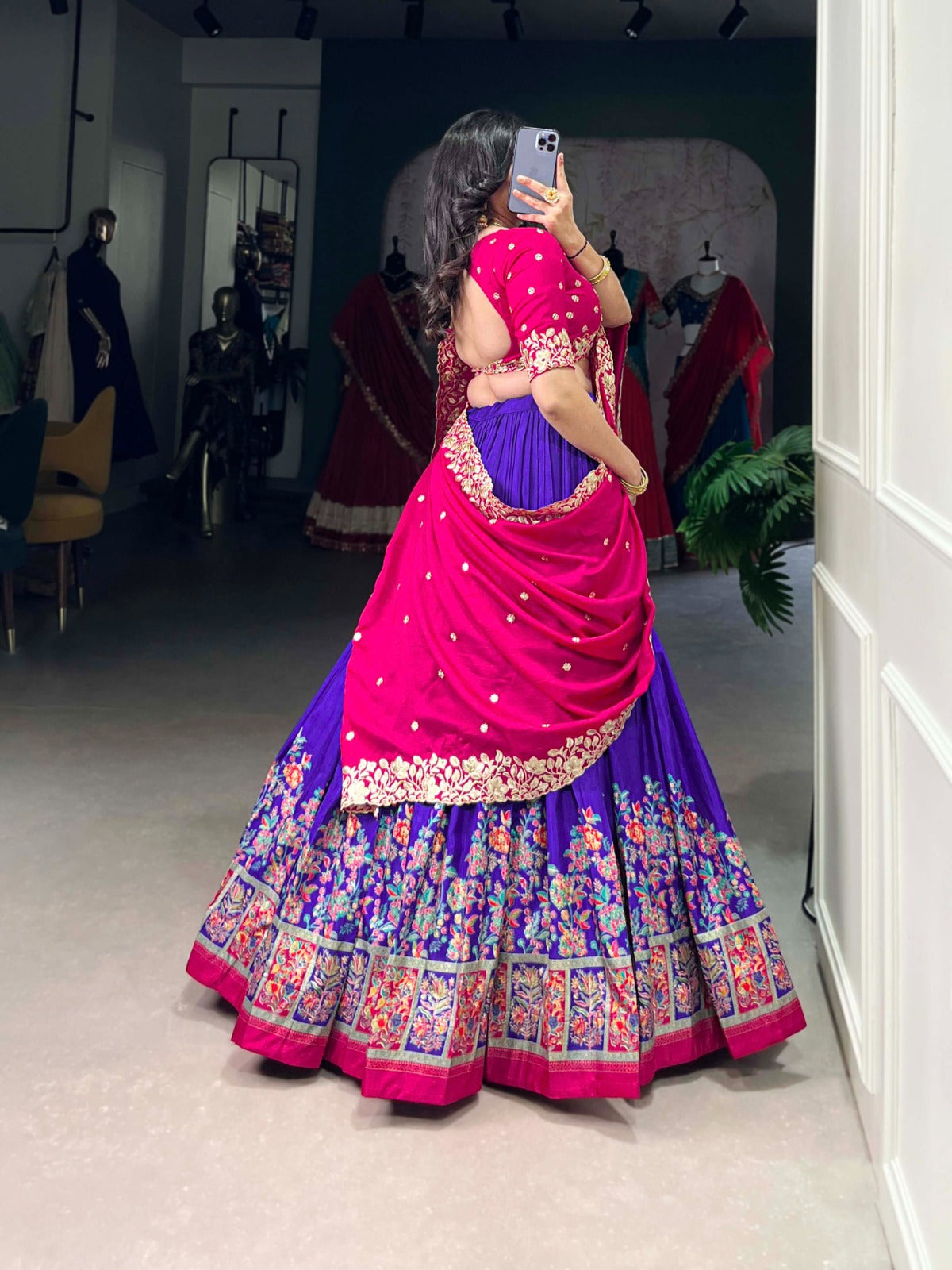 Exquisite Tussar Silk Printed Foil Worked Lehenga Choli