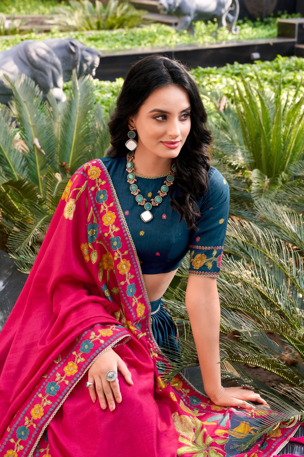 Magnificent Tussar Silk Printed Foil Worked Lehenga Choli