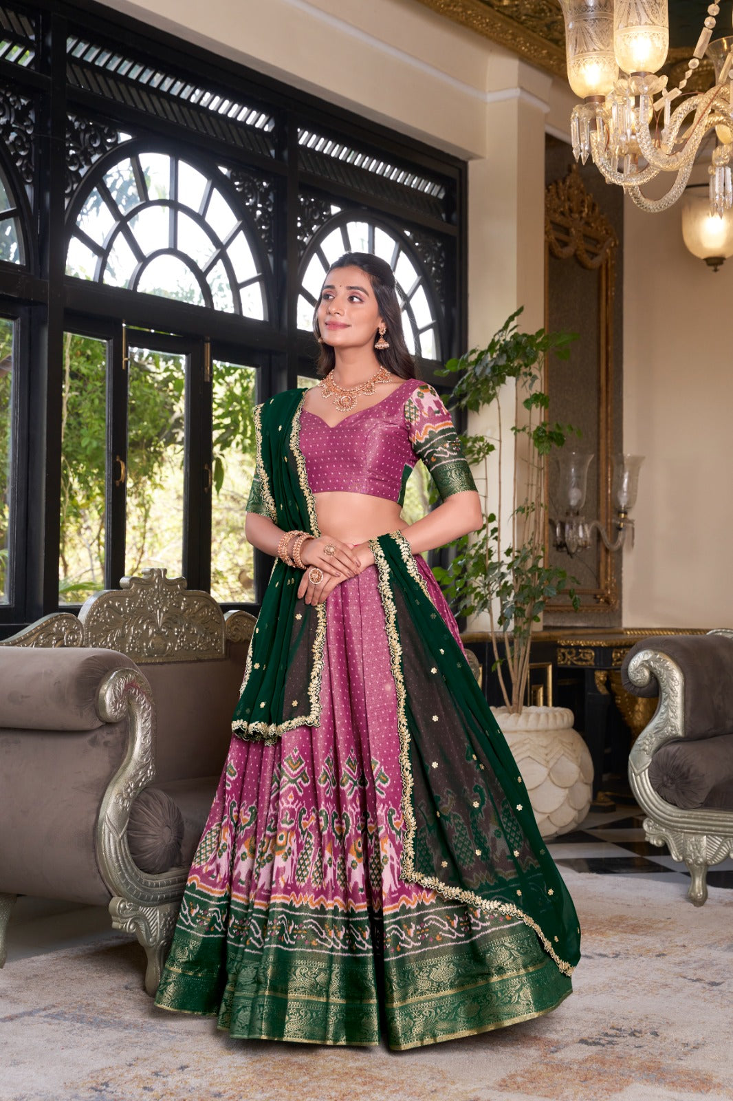 Ravishing Kanchipuram Silk Printed Weaving Worked Lehenga Choli