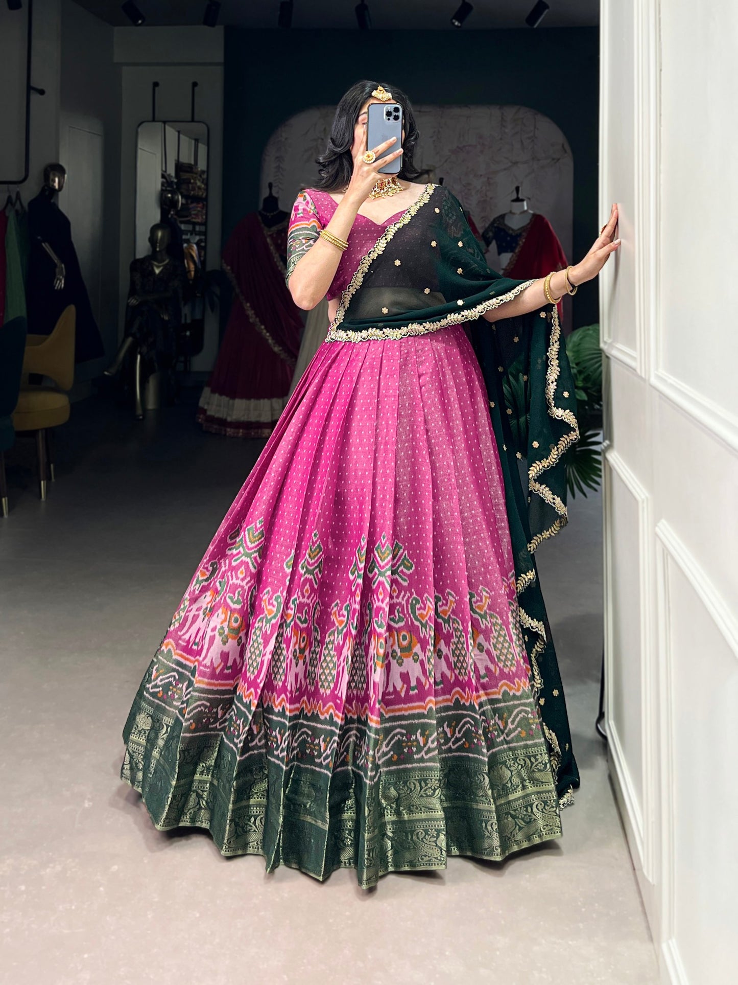 Ravishing Kanchipuram Silk Printed Weaving Worked Lehenga Choli