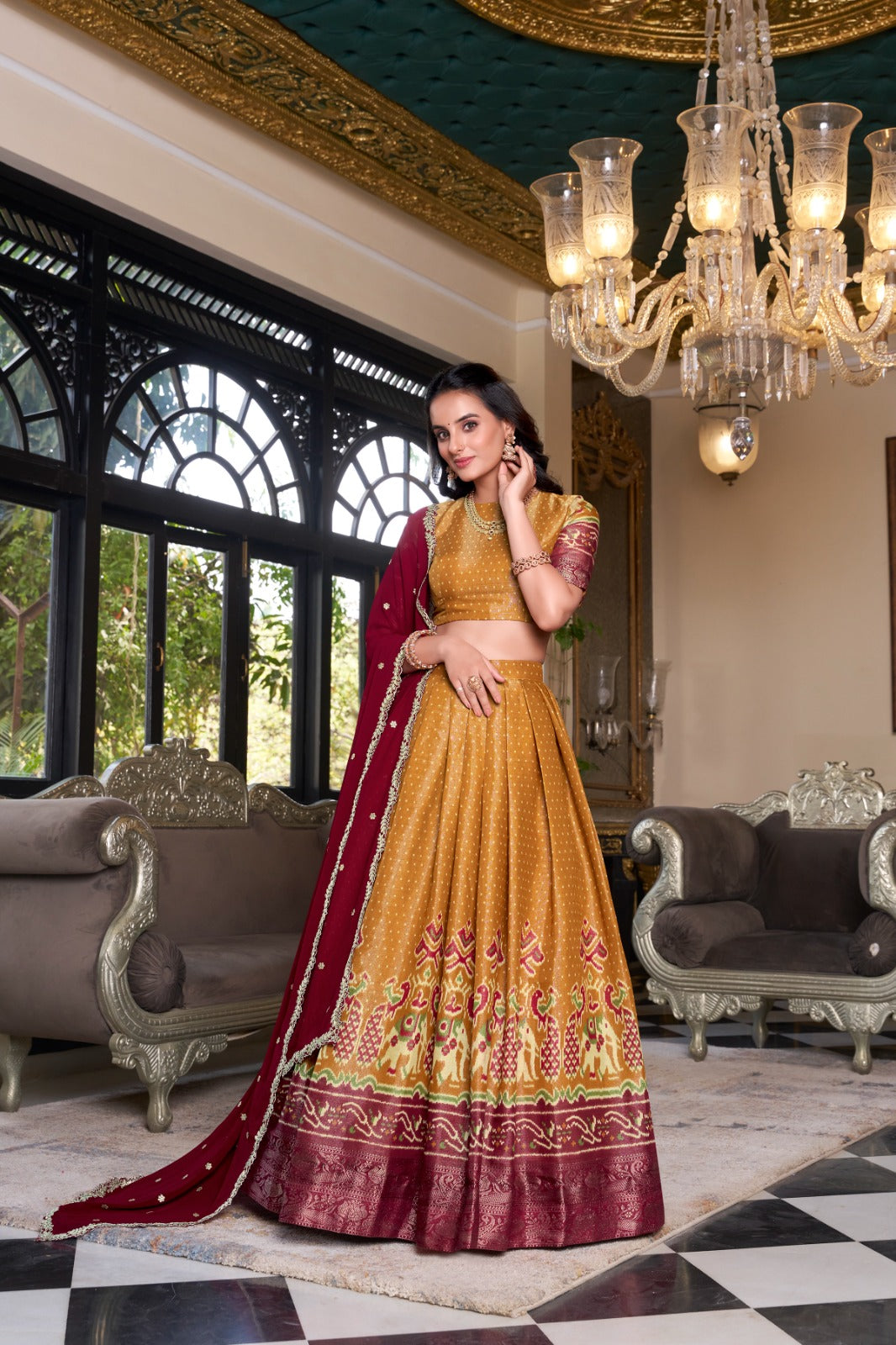 Ravishing Kanchipuram Silk Printed Weaving Worked Lehenga Choli