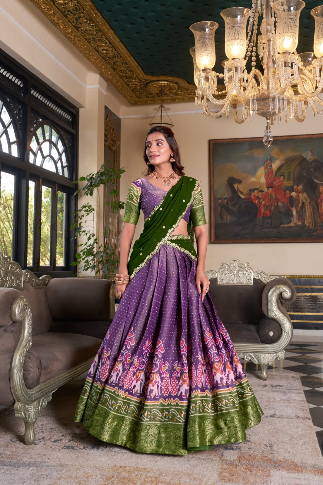 Ravishing Kanchipuram Silk Printed Weaving Worked Lehenga Choli