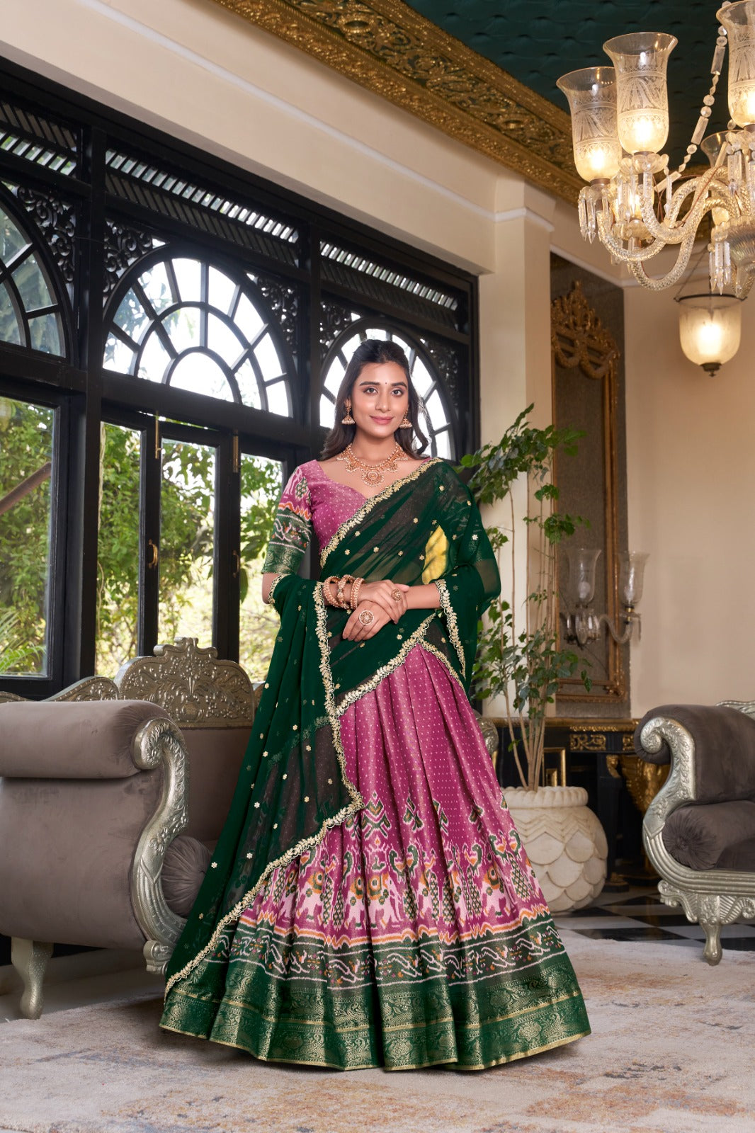 Ravishing Kanchipuram Silk Printed Weaving Worked Lehenga Choli