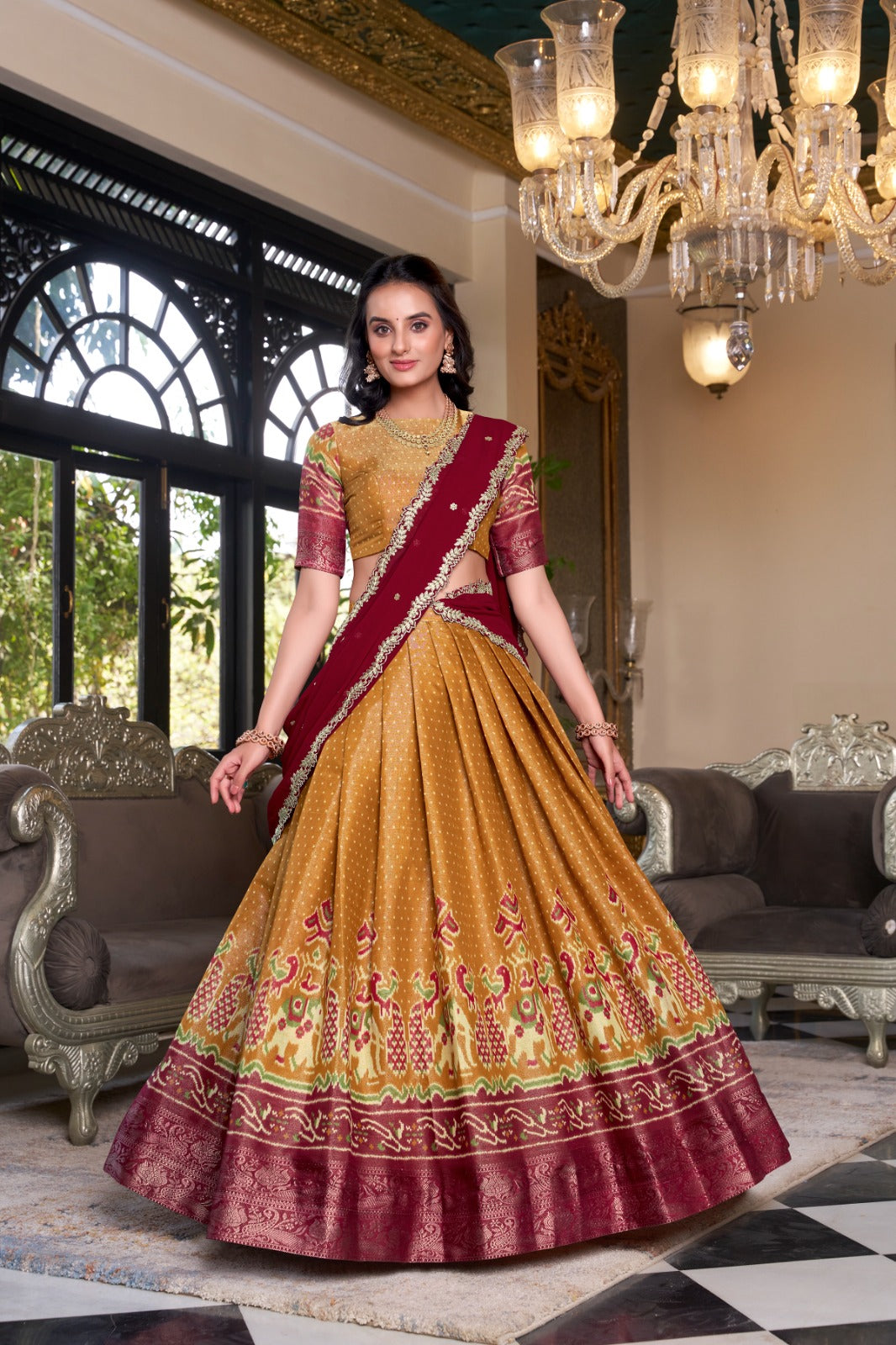 Ravishing Kanchipuram Silk Printed Weaving Worked Lehenga Choli