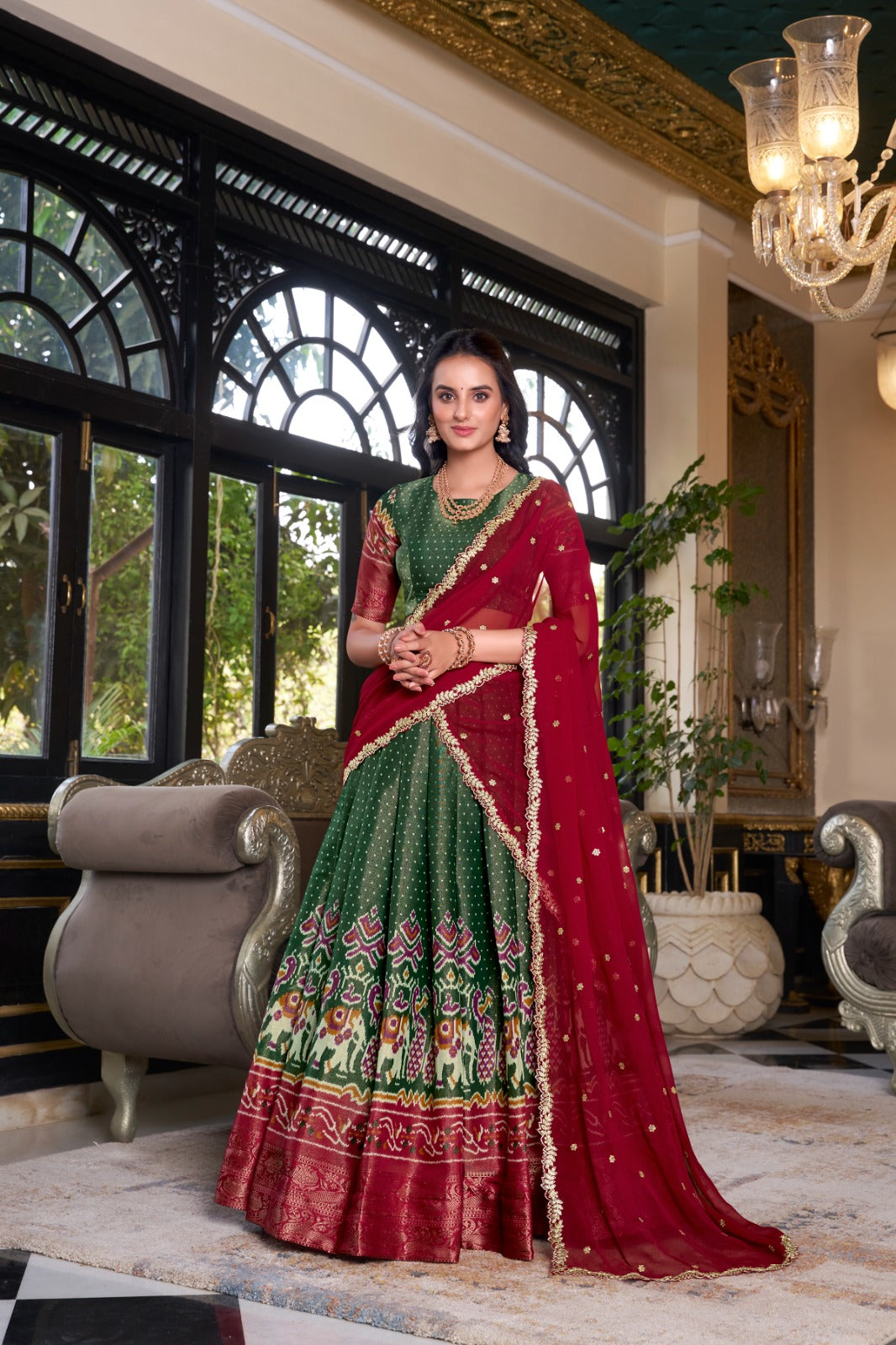 Ravishing Kanchipuram Silk Printed Weaving Worked Lehenga Choli