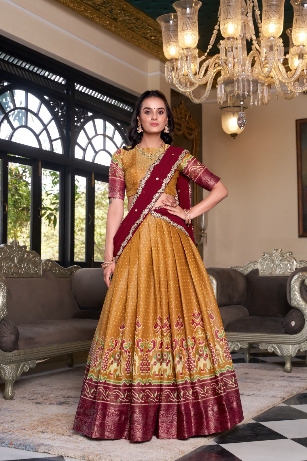 Ravishing Kanchipuram Silk Printed Weaving Worked Lehenga Choli