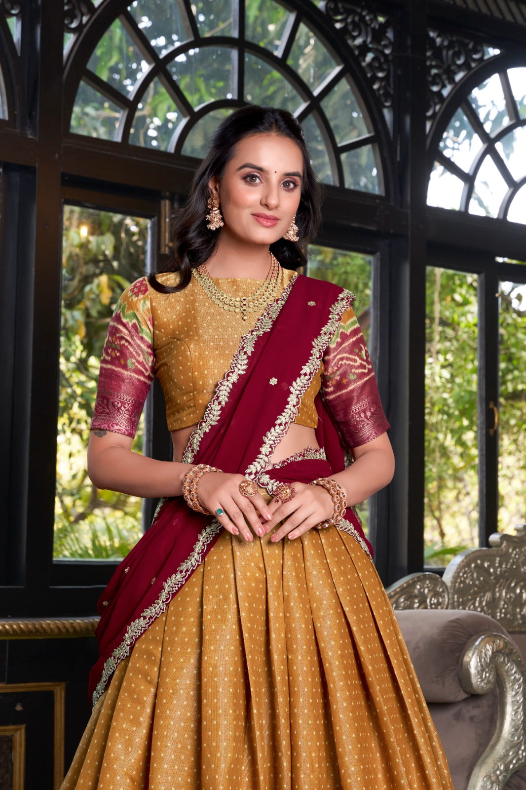 Ravishing Kanchipuram Silk Printed Weaving Worked Lehenga Choli