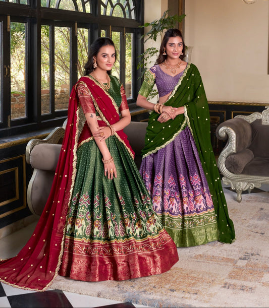 Ravishing Kanchipuram Silk Printed Weaving Worked Lehenga Choli
